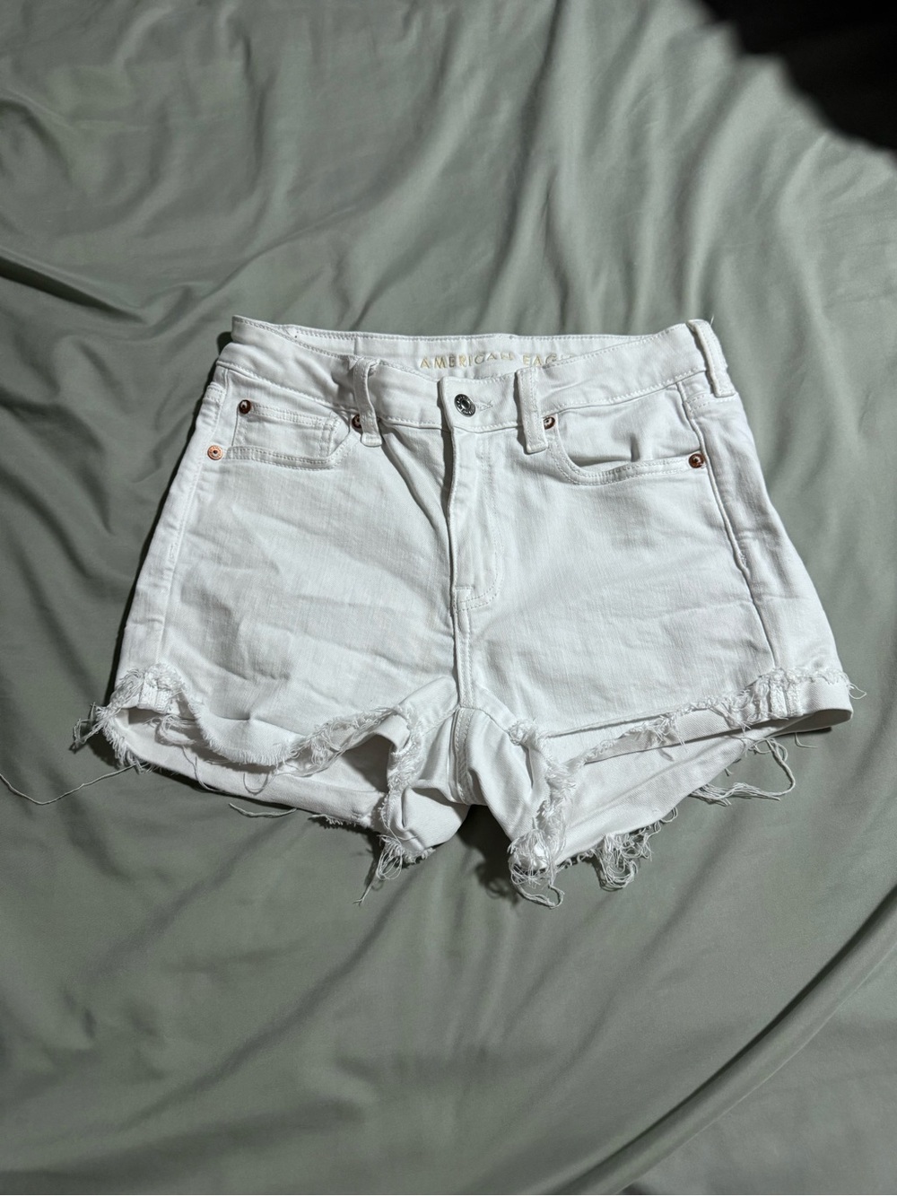 American Eagle Outfitters White Distressed Denim Jean Shorts
